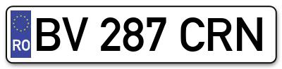 Placuta inmatriculare numar auto  BV-287-CRN, BV 287 CRN, BV287CRN