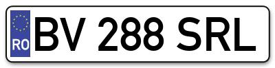 Placuta inmatriculare numar auto  BV-288-SRL, BV 288 SRL, BV288SRL