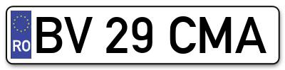 Placuta inmatriculare numar auto  BV-29-CMA, BV 29 CMA, BV29CMA