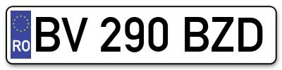 Placuta inmatriculare numar auto  BV-290-BZD, BV 290 BZD, BV290BZD