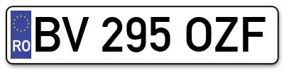 Placuta inmatriculare numar auto  BV-295-OZF, BV 295 OZF, BV295OZF