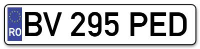 Placuta inmatriculare numar auto  BV-295-PED, BV 295 PED, BV295PED