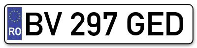 Placuta inmatriculare numar auto  BV-297-GED, BV 297 GED, BV297GED