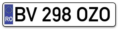 Placuta inmatriculare numar auto  BV-298-OZO, BV 298 OZO, BV298OZO