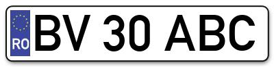 Placuta inmatriculare numar auto  BV-30-ABC, BV 30 ABC, BV30ABC