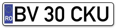Placuta inmatriculare numar auto  BV-30-CKU, BV 30 CKU, BV30CKU