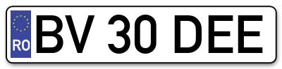 Placuta inmatriculare numar auto  BV-30-DEE, BV 30 DEE, BV30DEE