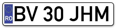 Placuta inmatriculare numar auto  BV-30-JHM, BV 30 JHM, BV30JHM