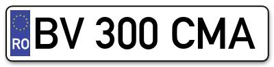 Placuta inmatriculare numar auto  BV-300-CMA, BV 300 CMA, BV300CMA