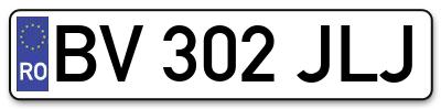 Placuta inmatriculare numar auto  BV-302-JLJ, BV 302 JLJ, BV302JLJ