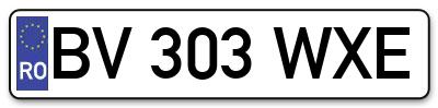 Placuta inmatriculare numar auto  BV-303-WXE, BV 303 WXE, BV303WXE