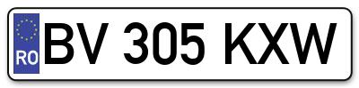 Placuta inmatriculare numar auto  BV-305-KXW, BV 305 KXW, BV305KXW