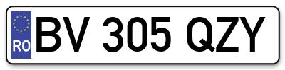 Placuta inmatriculare numar auto  BV-305-QZY, BV 305 QZY, BV305QZY