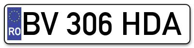 Placuta inmatriculare numar auto  BV-306-HDA, BV 306 HDA, BV306HDA