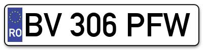 Placuta inmatriculare numar auto  BV-306-PFW, BV 306 PFW, BV306PFW
