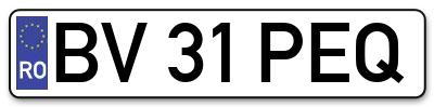 Placuta inmatriculare numar auto  BV-31-PEQ, BV 31 PEQ, BV31PEQ