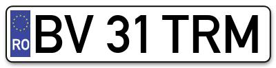 Placuta inmatriculare numar auto  BV-31-TRM, BV 31 TRM, BV31TRM