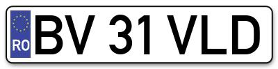 Placuta inmatriculare numar auto  BV-31-VLD, BV 31 VLD, BV31VLD