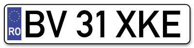 Placuta inmatriculare numar auto  BV-31-XKE, BV 31 XKE, BV31XKE