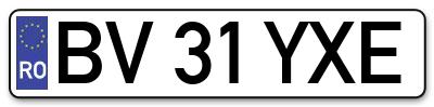 Placuta inmatriculare numar auto  BV-31-YXE, BV 31 YXE, BV31YXE