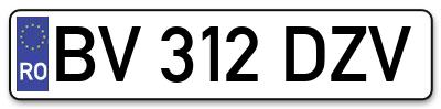 Placuta inmatriculare numar auto  BV-312-DZV, BV 312 DZV, BV312DZV
