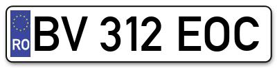 Placuta inmatriculare numar auto  BV-312-EOC, BV 312 EOC, BV312EOC