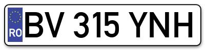 Placuta inmatriculare numar auto  BV-315-YNH, BV 315 YNH, BV315YNH