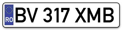Placuta inmatriculare numar auto  BV-317-XMB, BV 317 XMB, BV317XMB