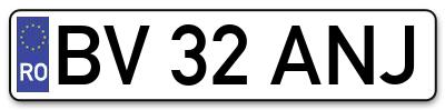 Placuta inmatriculare numar auto  BV-32-ANJ, BV 32 ANJ, BV32ANJ