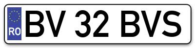 Placuta inmatriculare numar auto  BV-32-BVS, BV 32 BVS, BV32BVS