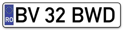 Placuta inmatriculare numar auto  BV-32-BWD, BV 32 BWD, BV32BWD