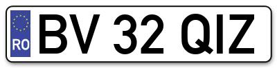 Placuta inmatriculare numar auto  BV-32-QIZ, BV 32 QIZ, BV32QIZ