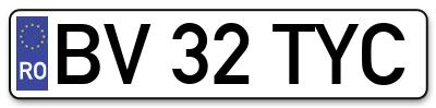 Placuta inmatriculare numar auto  BV-32-TYC, BV 32 TYC, BV32TYC