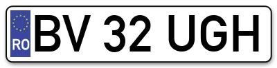 Placuta inmatriculare numar auto  BV-32-UGH, BV 32 UGH, BV32UGH
