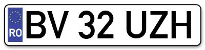 Placuta inmatriculare numar auto  BV-32-UZH, BV 32 UZH, BV32UZH