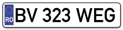 Placuta inmatriculare numar auto  BV-323-WEG, BV 323 WEG, BV323WEG