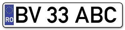 Placuta inmatriculare numar auto  BV-33-ABC, BV 33 ABC, BV33ABC