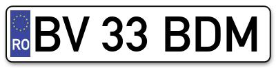 Placuta inmatriculare numar auto  BV-33-BDM, BV 33 BDM, BV33BDM