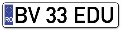 Placuta inmatriculare numar auto  BV-33-EDU, BV 33 EDU, BV33EDU