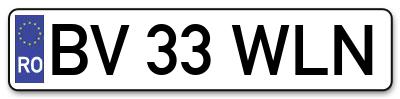 Placuta inmatriculare numar auto  BV-33-WLN, BV 33 WLN, BV33WLN