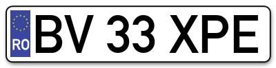 Placuta inmatriculare numar auto  BV-33-XPE, BV 33 XPE, BV33XPE