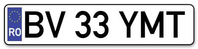 Placuta inmatriculare numar auto  BV-33-YMT, BV 33 YMT, BV33YMT