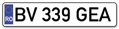 Placuta inmatriculare numar auto  BV-339-GEA, BV 339 GEA, BV339GEA