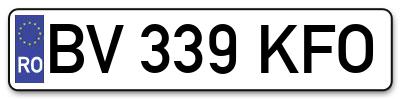 Placuta inmatriculare numar auto  BV-339-KFO, BV 339 KFO, BV339KFO