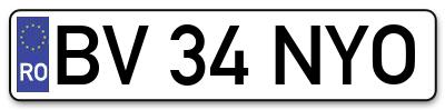 Placuta inmatriculare numar auto  BV-34-NYO, BV 34 NYO, BV34NYO