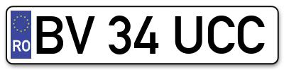 Placuta inmatriculare numar auto  BV-34-UCC, BV 34 UCC, BV34UCC