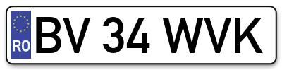 Placuta inmatriculare numar auto  BV-34-WVK, BV 34 WVK, BV34WVK