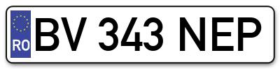 Placuta inmatriculare numar auto  BV-343-NEP, BV 343 NEP, BV343NEP