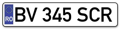 Placuta inmatriculare numar auto  BV-345-SCR, BV 345 SCR, BV345SCR