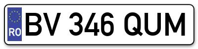 Placuta inmatriculare numar auto  BV-346-QUM, BV 346 QUM, BV346QUM
